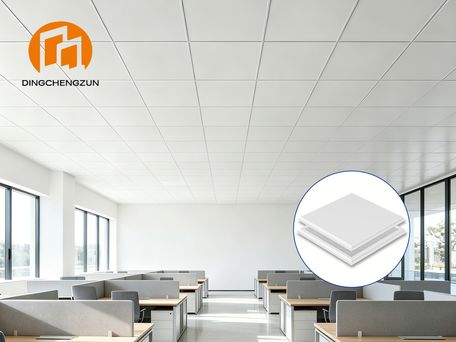 595×595 Aluminum Lay‑in Ceiling Panel for Commercial Office Space