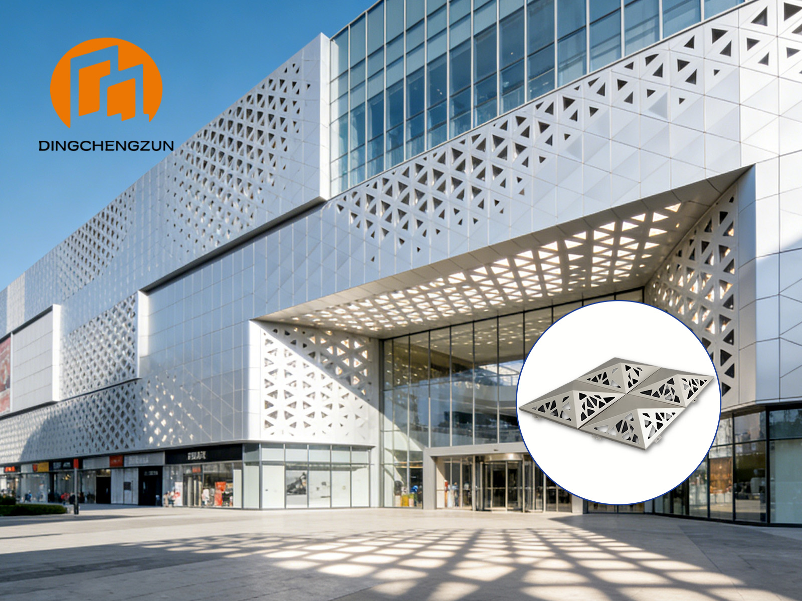 Façade en panneaux d'aluminium perforés sur mesure pour bâtiments commerciaux