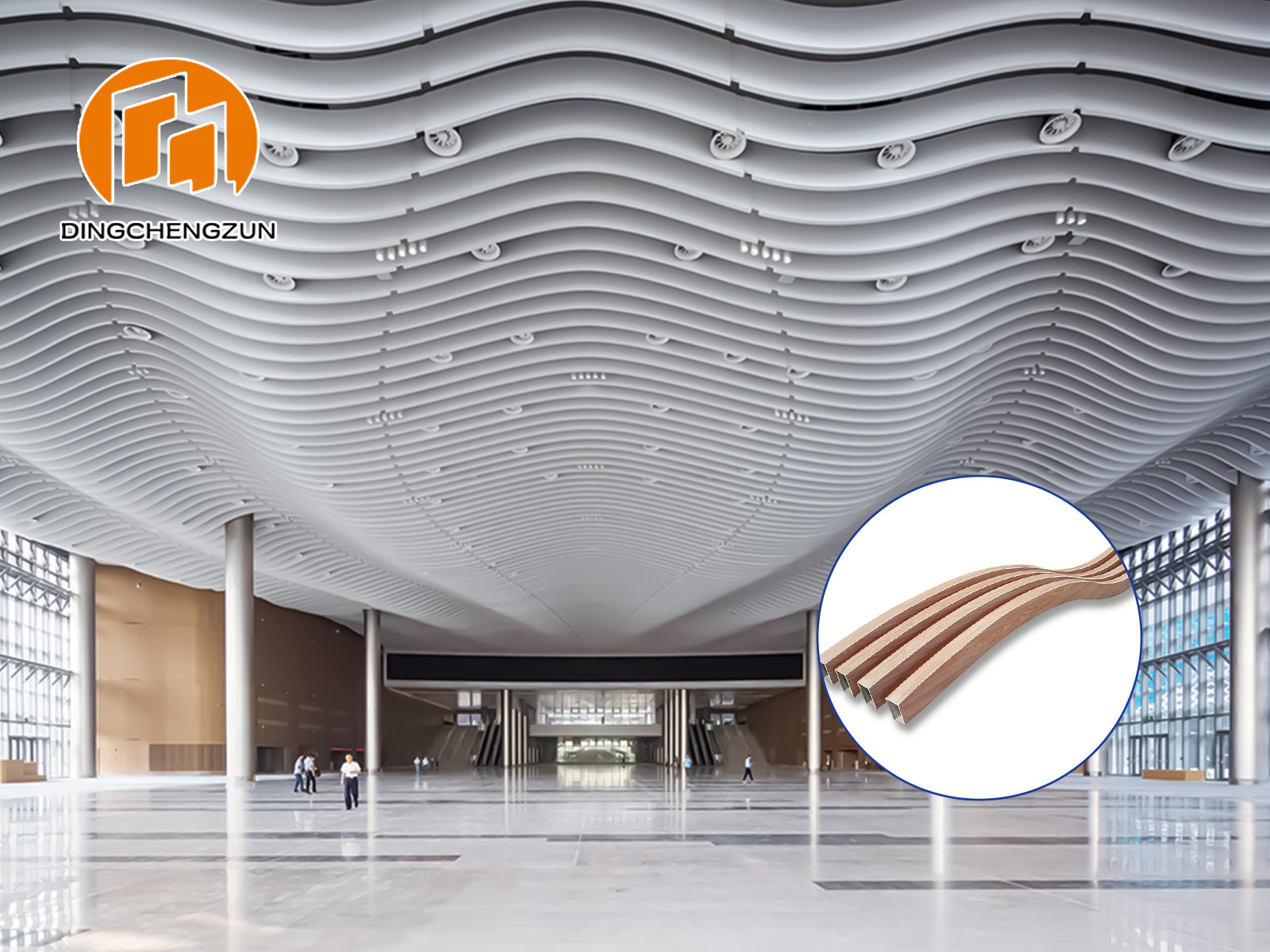 Plafond à baffles en aluminium sur mesure pour un centre de convention et d'exposition
