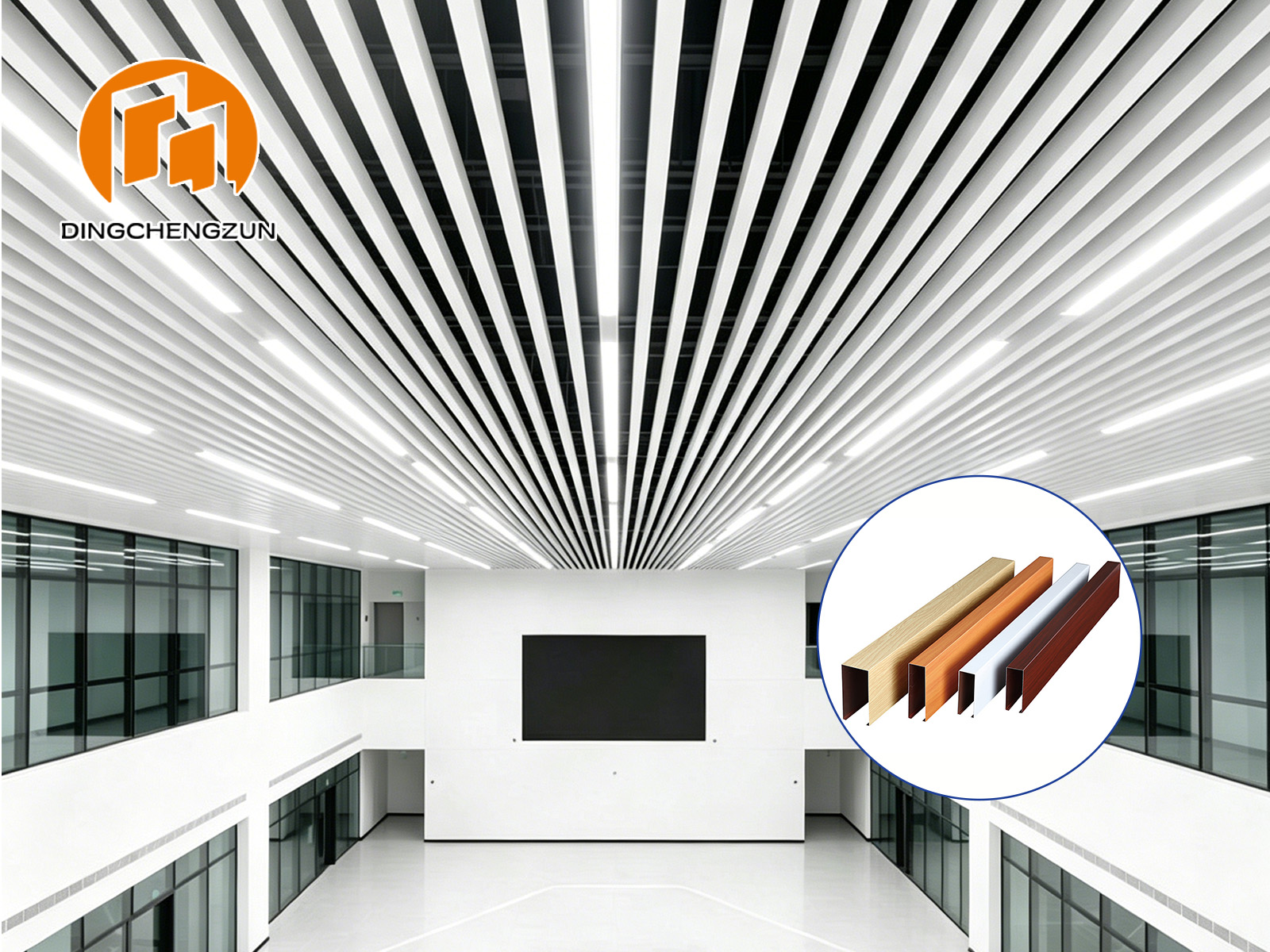 Système de plafond tubulaire en aluminium pour l'intérieur des centres de congrès