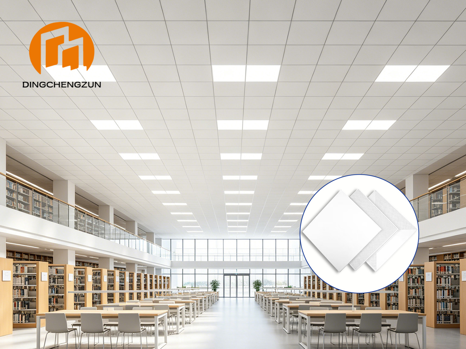 Dalles de plafond acoustiques en aluminium pour les projets de plafonds de bibliothèques