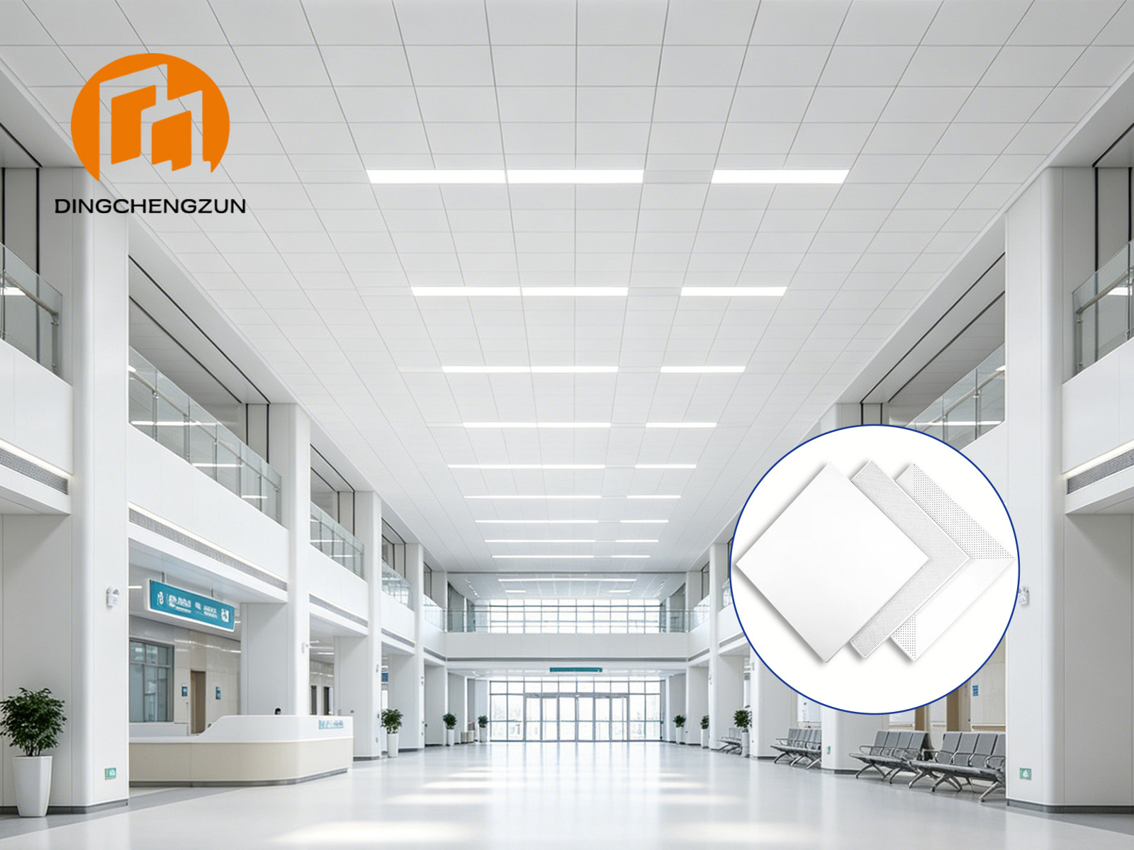 Panneaux de plafond en aluminium peint par poudrage pour les couloirs d'hôpitaux
