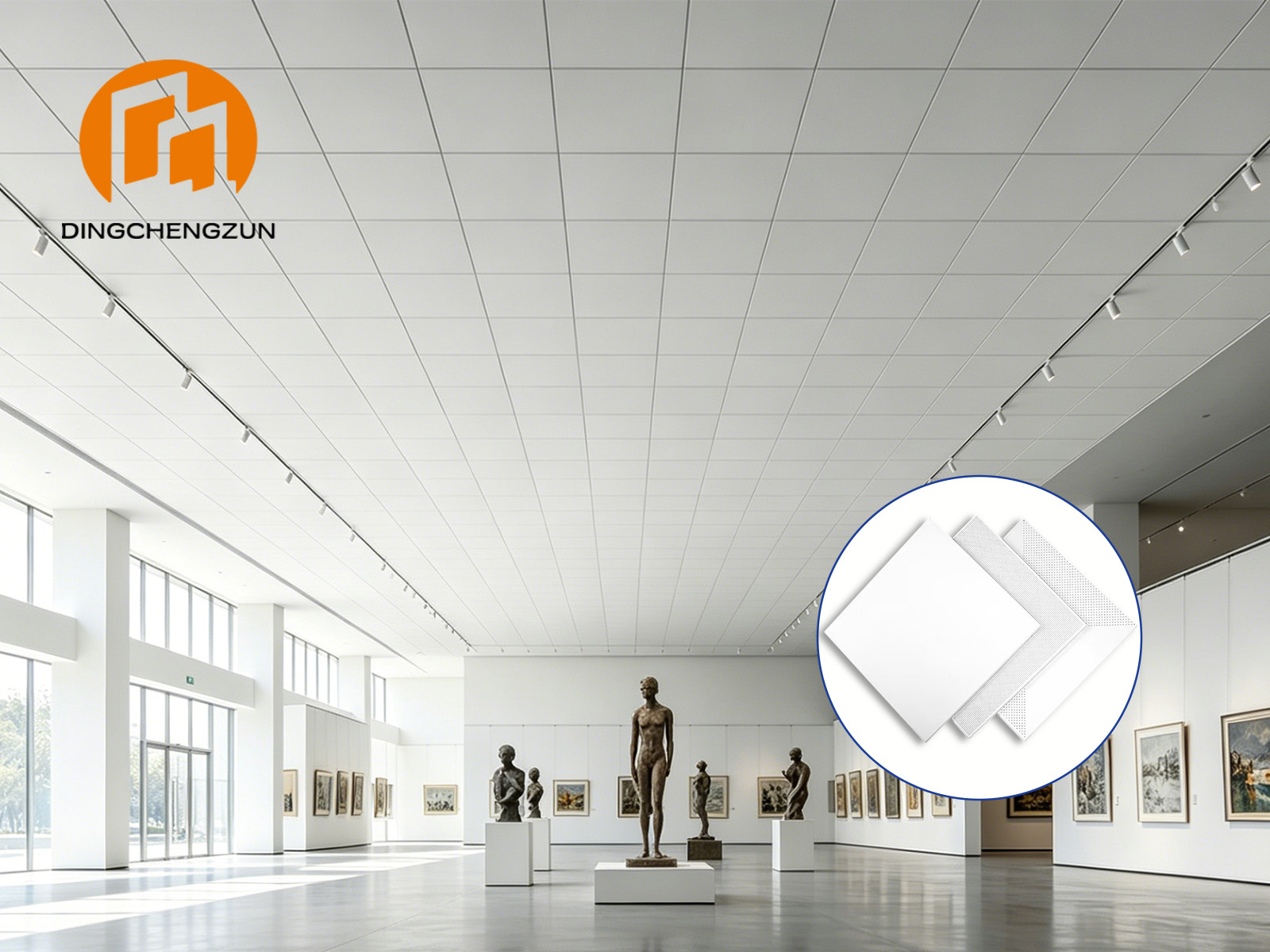 600×600 Dalles de plafond en aluminium pour les projets de salles d'exposition