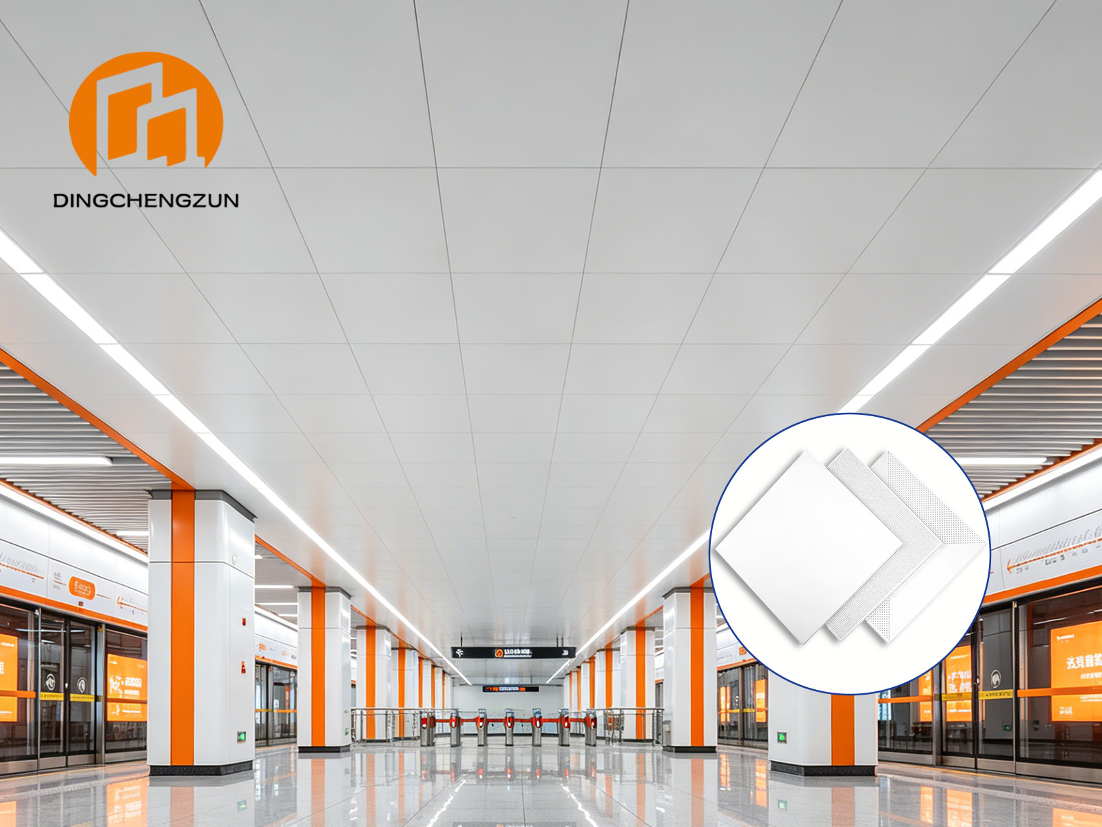 Panneaux de faux-plafond en aluminium pour l'intérieur des stations de métro