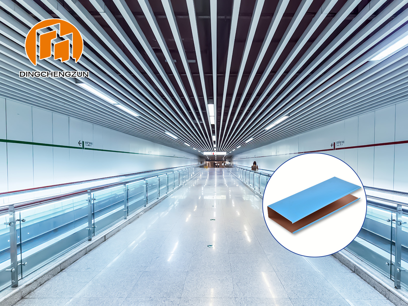 Système de plafonds à baffles linéaires pour l'intérieur des stations de métro