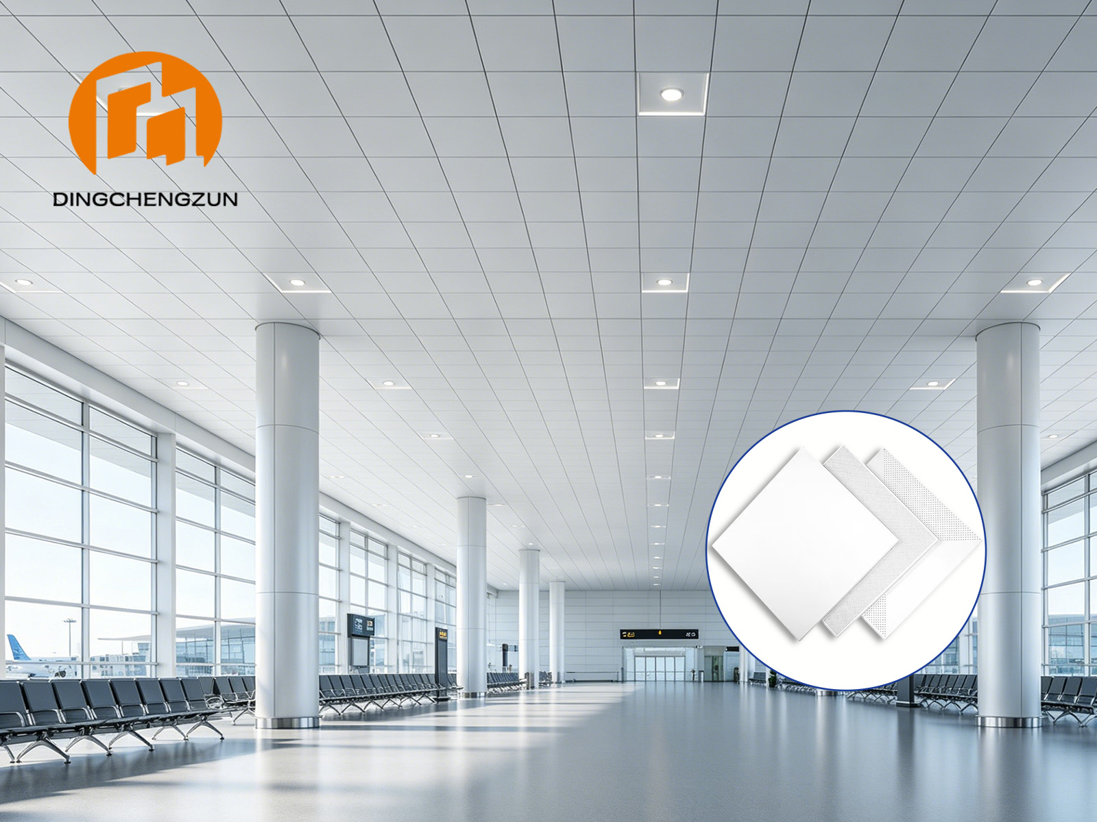 Système de plafond suspendu en aluminium pour l'intérieur des terminaux d'aéroports