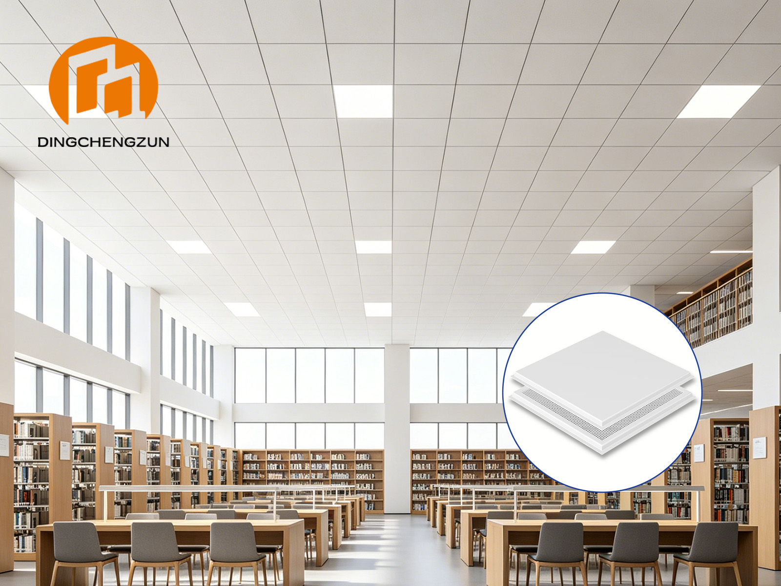 Dalles de plafond à poser en aluminium sur mesure pour les projets de plafonds de bibliothèques