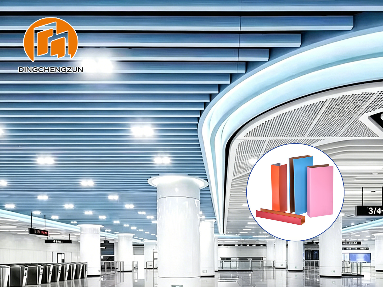 Système de baffles de plafond architecturaux pour l'intérieur des stations de métro