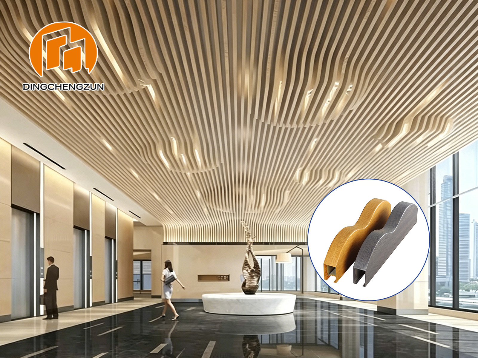 Système de panneaux déflecteurs de plafond sur mesure pour l'intérieur des halls d'exposition