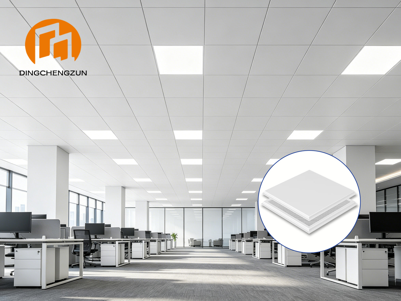 Dalles de plafond tegulaires en aluminium sur mesure pour l'intérieur des bureaux commerciaux