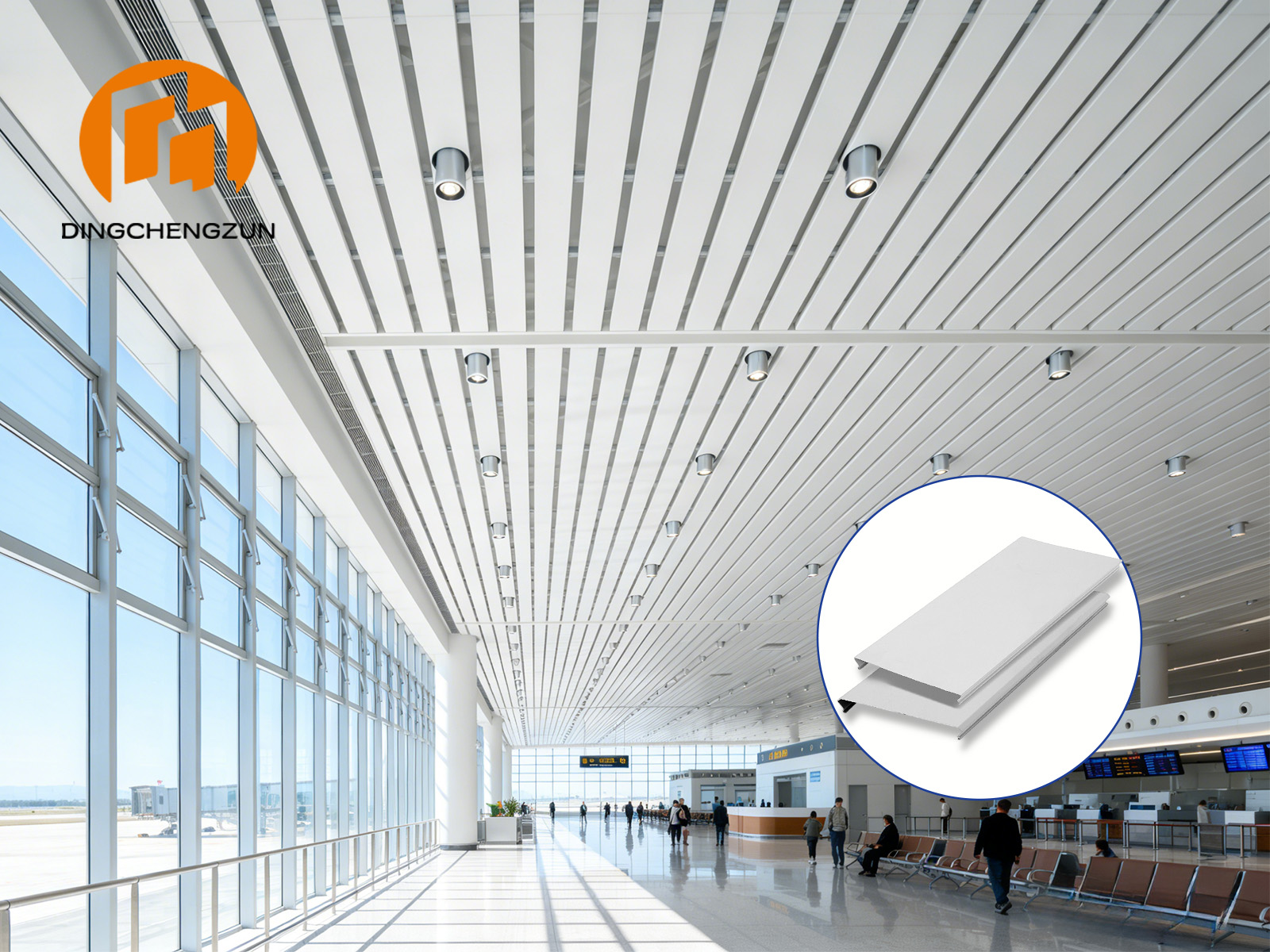 Plafond à bandes d'aluminium pour aérogares