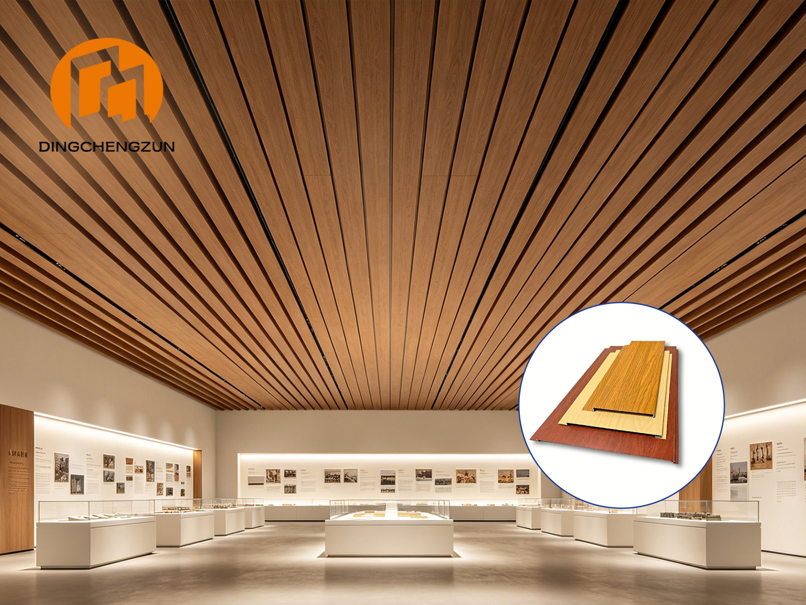 Plafond linéaire suspendu en aluminium pour le hall d'exposition