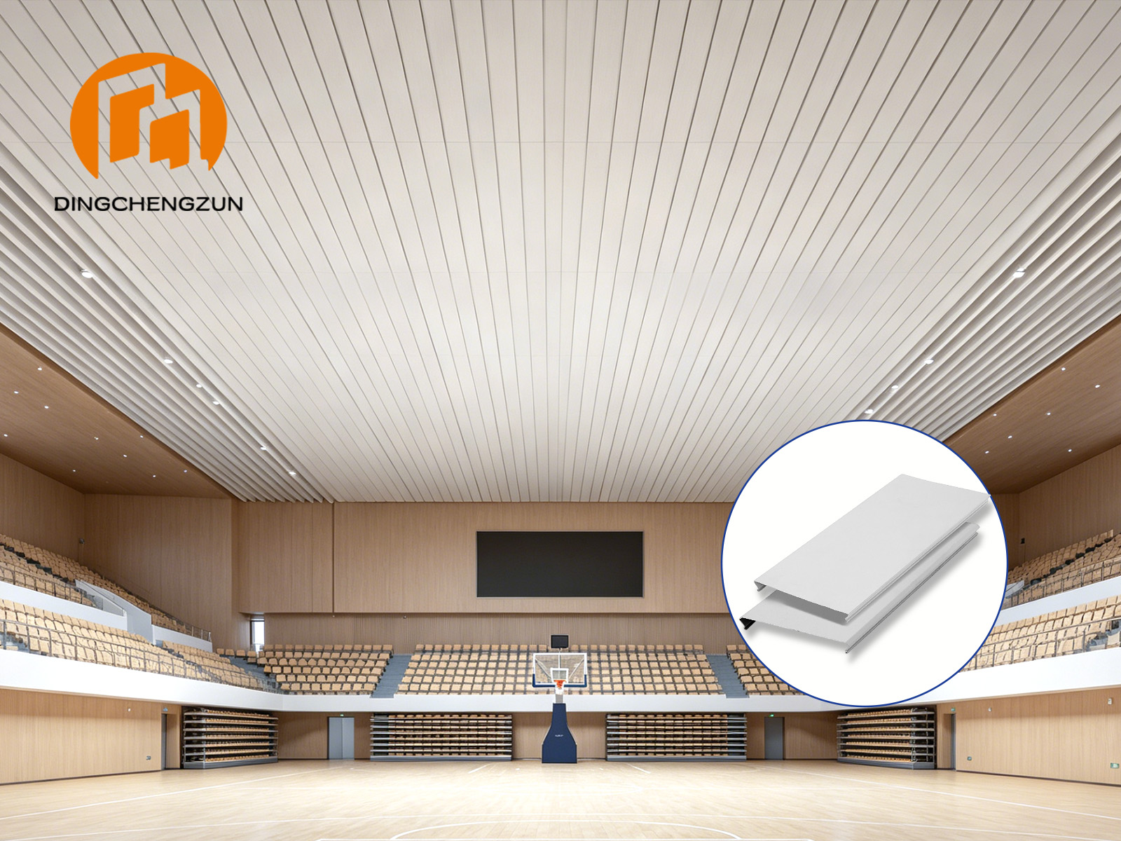Plafond linéaire suspendu en métal pour salles de sport