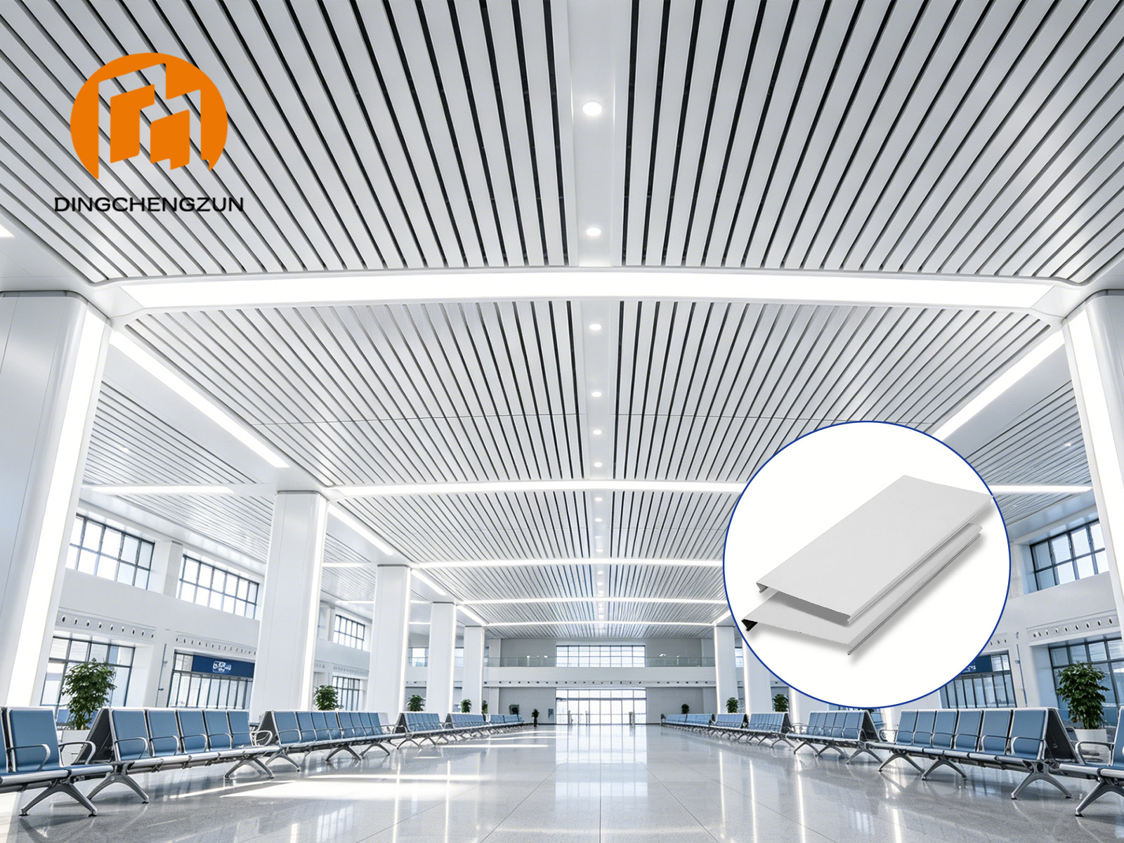 Gare ferroviaire Plafond linéaire en aluminium