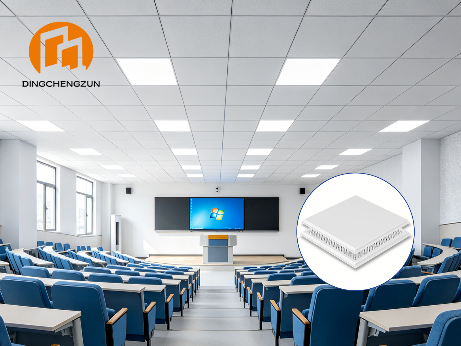 Système de panneaux de plafond en aluminium sur mesure pour les bâtiments scolaires et universitaires