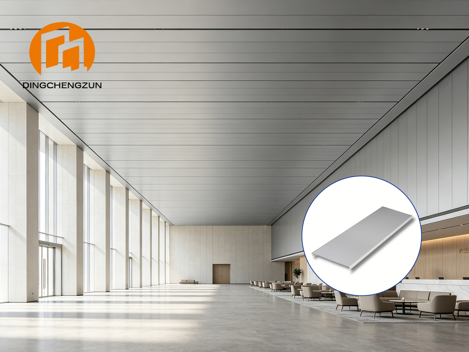 Panneaux linéaires de plafond métallique pour le centre de congrès
